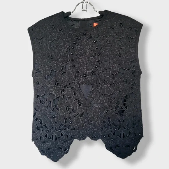 Manoush Jardin De Roses Beaded Top Black Size 6 - Picture 2 of 12